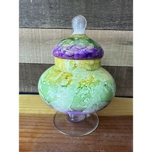 VIDI Glass from Italy multicolor swirl like pattern compote candy jar